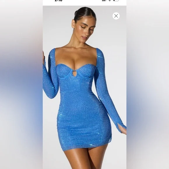 pale blue formal dress Cataleya Rhinestone Bodycon Gown | Royal Blue | Debs & Prom main image 0